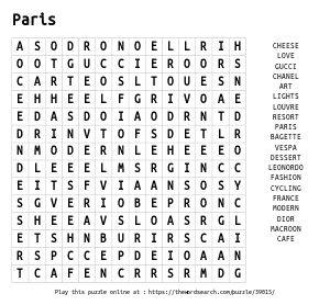Word Search on Paris