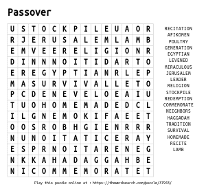 Word Search on Passover