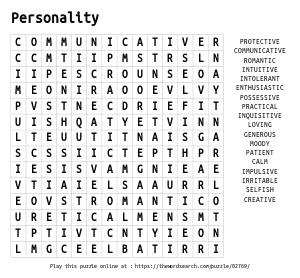 Word Search on Personality