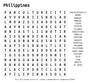 Word Search on Philippines