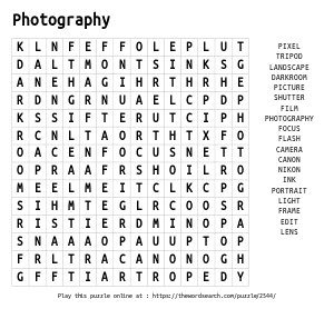 Word Search on Photography