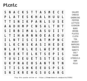 Word Search on Picnic