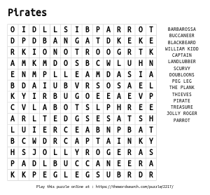 Word Search on Pirates