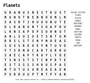 Word Search on Planets