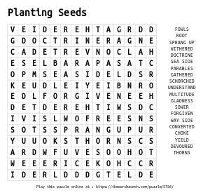 Word Search on Planting Seeds