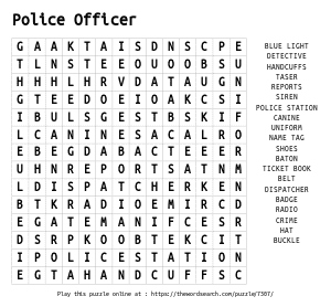 Word Search on Police Officer