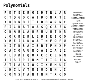 Word Search on Polynomials