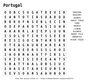 Word Search on Portugal