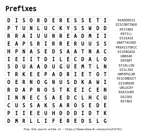 Word Search on Prefixes