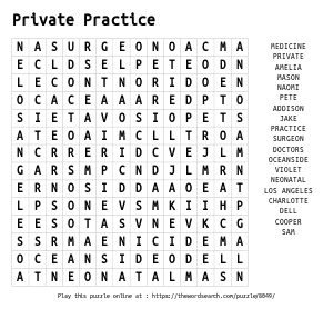 Word Search on Private Practice