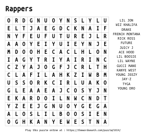 Word Search on Rappers