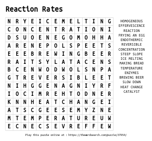 Word Search on Reaction Rates