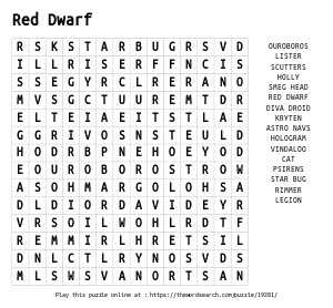 Word Search on Red Dwarf