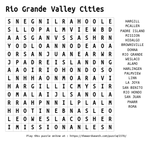 Word Search on Rio Grande Valley Cities