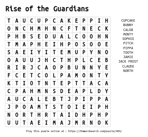 Word Search on Rise of the Guardians