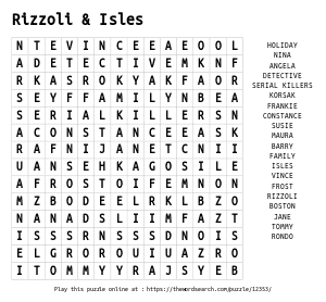 Word Search on Rizzoli & Isles