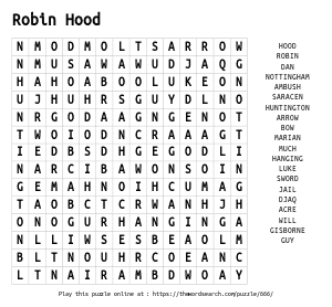 Word Search on Robin Hood