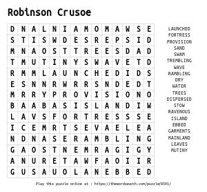 Word Search on Robinson Crusoe