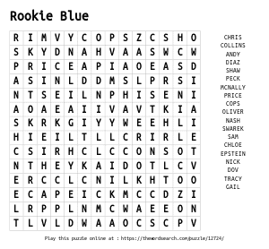 Word Search on Rookie Blue