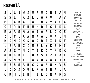 Word Search on Roswell