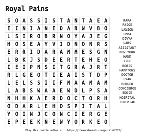 Word Search on Royal Pains 