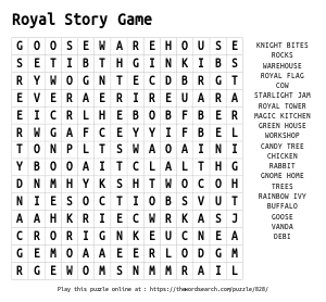 Word Search on Royal Story Game