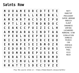 Word Search on Saints Row