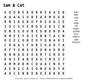 Word Search on Sam & Cat
