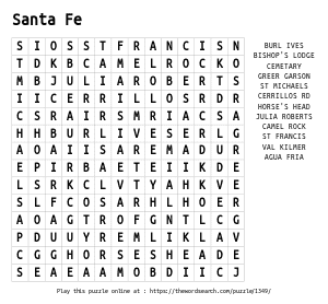 Word Search on Santa Fe