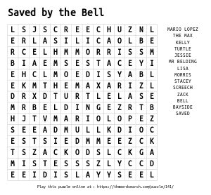 Word Search on Saved by the Bell