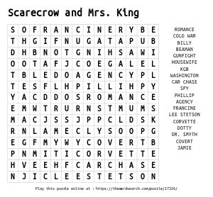 Word Search on Scarecrow and Mrs. King