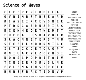 Word Search on Science of Waves