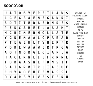 Word Search on Scorpion