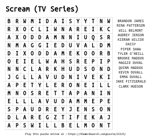Word Search on Scream (TV Series)