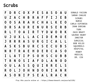 Word Search on Scrubs