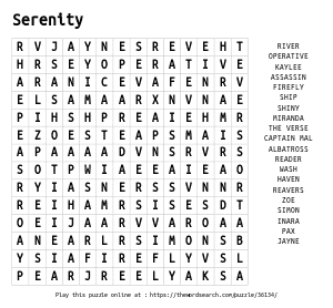 Word Search on Serenity
