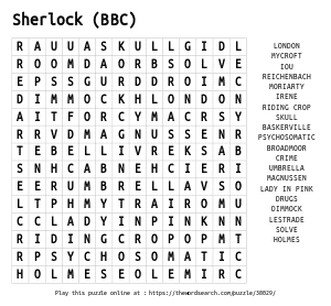 Word Search on Sherlock (BBC)
