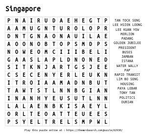 Word Search on Singapore