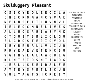 Word Search on Skulduggery Pleasant