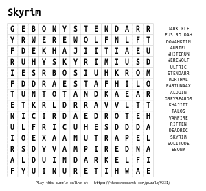 Word Search on Skyrim