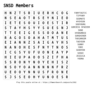 Word Search on SNSD Members