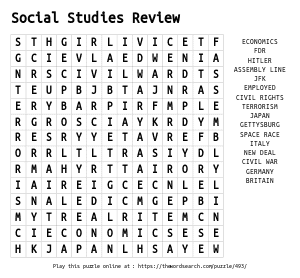 Word Search on Social Studies Review 