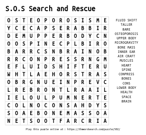 Word Search on S.O.S Search and Rescue