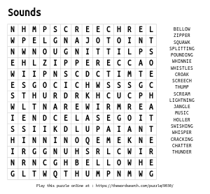 Word Search on Sounds 