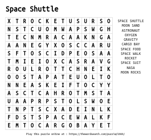 Word Search on Space Shuttle