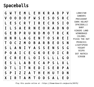 Word Search on Spaceballs