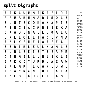 Word Search on Split Digraphs