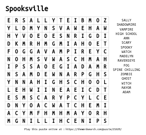 Word Search on Spooksville