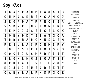Word Search on Spy Kids