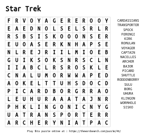 Word Search on Star Trek